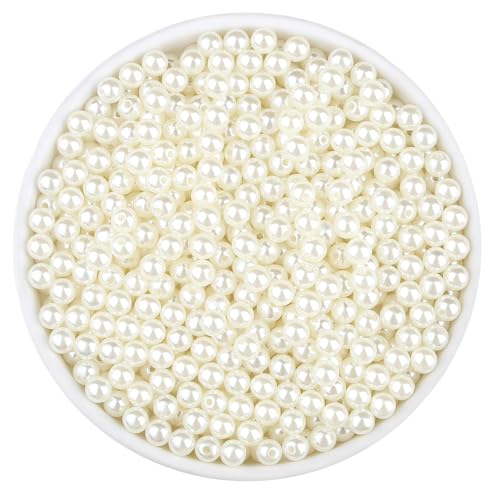 QINJIEJIE 500 Stück Weiß Perlen 8mm Bastelperlen zum Auffädeln, Runde Perlen Lose Beads für Jewellery Making DIY Schmuckherstellung, Armbänder, Halsketten, Dekoration und Vasenfüller von QINJIEJIE