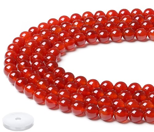 QINJIEJIE Natürliche Karneol Perlen 50 Stück 8mm mit Loch Kristall Beads Perlen Edelsteine zum Auffädeln Basteln Rote Naturstein Perlen für Armbänder Erwachsene DIY QINJIEJIE Natürliche Karneol Perlen 50 Stück 8mm mit Loch Kristall Beads Perlen Edelsteine zum Auffädeln Basteln Rote Naturstein Perlen für Armbänder Erwachsene DIY von QINJIEJIE