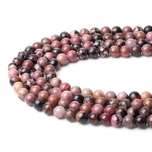 QINJIEJIE Natürliche Rhodonit Perlen 50 Stück 8mm mit Loch Kristall Beads Perlen Edelsteine zum Auffädeln Basteln Rosa Naturstein Perlen für Armbänder Erwachsene DIY QINJIEJIE Natürliche Rhodonit Perlen 50 Stück 8mm mit Loch Kristall Beads Perlen Edelsteine zum Auffädeln Basteln Rosa Naturstein Perlen für Armbänder Erwachsene DIY von QINJIEJIE