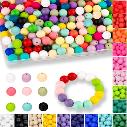 QINJIEJIE Silikonperlen, 120 Farben, 15 mm, für Schlüsselanhänger, Armbänder, Stifte, Halsketten, fokale lose Gummi-Perlen, gemischte Farben, für Bastelarbeiten, 120 Stück QINJIEJIE Silikonperlen, 120 Farben, 15 mm, für Schlüsselanhänger, Armbänder, Stifte, Halsketten, fokale lose Gummi-Perlen, gemischte Farben, für Bastelarbeiten, 120 Stück von QINJIEJIE