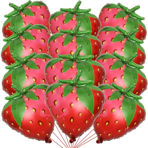 12 Stück Erdbeer Luftballons, Erdbeer Ballons, Folienballon Obst, Rot Strawberry Ballons, Erdbeer Folienballon, Erdbeer Mottopartys Dekorationen Ballons für Mädchen, Kindergeburtstag Dekoration 12 Stück Erdbeer Luftballons, Erdbeer Ballons, Folienballon Obst, Rot Strawberry Ballons, Erdbeer Folienballon, Erdbeer Mottopartys Dekorationen Ballons für Mädchen, Kindergeburtstag Dekoration von QINQINZIJIN