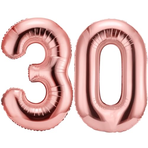 30 Luftballon Geburtstag, 30 Geburtstag Frauen Luftballon, Ballon Zahl Deko zum Geburtstag, XXL Luftballons Zahlen 30 für Frauen, für Hochzeit, Geburtstag, Jubiläum Party Dekoration (Roségold) von QINQINZIJIN