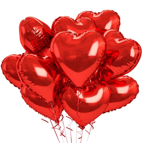 Herzluftballons Helium Rot, 12 Stück Herzförmige Folienballons, Herz Helium Luftballons, Herz Folienballon für Verlobung Hochzeitsdekoration Valentinstag Partydekorationen Herzluftballons Helium Rot, 12 Stück Herzförmige Folienballons, Herz Helium Luftballons, Herz Folienballon für Verlobung Hochzeitsdekoration Valentinstag Partydekorationen von QINQINZIJIN
