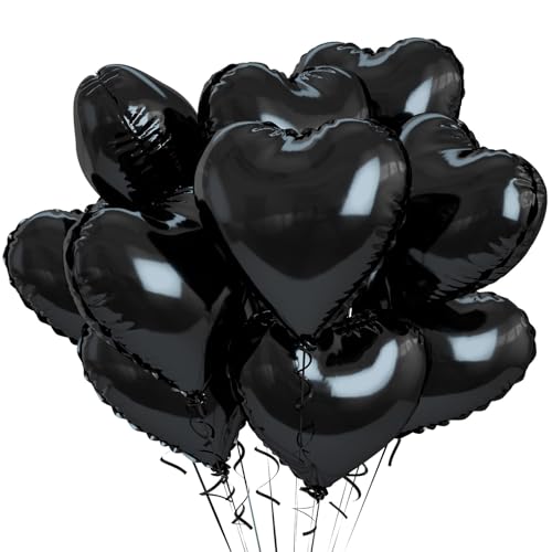 Herzluftballons Schwarz, 12 Stück Herzförmige Folienballons, Herz Helium Luftballons, Herz Folienballon für Verlobung Hochzeitsdekoration Valentinstag Partydekorationen Herzluftballons Schwarz, 12 Stück Herzförmige Folienballons, Herz Helium Luftballons, Herz Folienballon für Verlobung Hochzeitsdekoration Valentinstag Partydekorationen von QINQINZIJIN