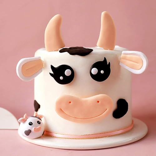 Kuh Tortendeko Geburtstag, Tortendeko Tiere, 8 Stück Kuh Kuchen Deko, Kuchen Topper Bauernhof, Farm Birthday Deko Cake Topper, für Babyparty, Zoo Themen, Jungen und Mädchen Geburtstag Party von QINQINZIJIN