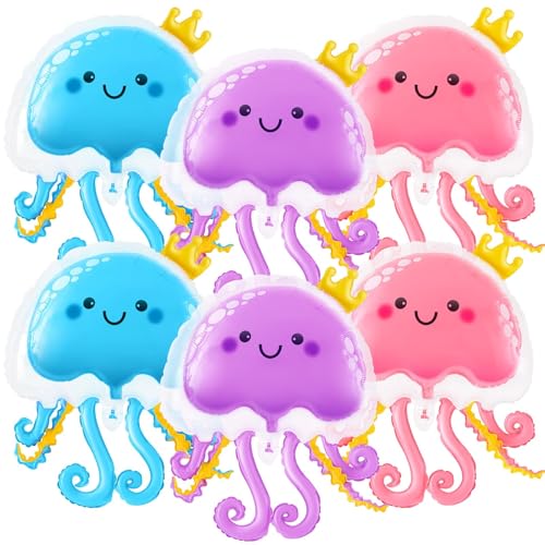 Meerestiere Ballons, 6 Stück Qualle Folienballon, Qualle Helium Ballons, Meerestiere Luftballons, Unterwasserwelt Kindergeburtstag Riesenballon, Rosa Blau Lila Meerestiere Ballons, 6 Stück Qualle Folienballon, Qualle Helium Ballons, Meerestiere Luftballons, Unterwasserwelt Kindergeburtstag Riesenballon, Rosa Blau Lila von QINQINZIJIN