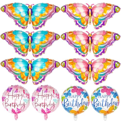 Schmetterling Folienballon, Happy Birthday Ballon, Großer Schmetterlinge Deko Geburtstag Mädchen, Bunte Schmetterlings Folienballon, für Mädchen Geburtstag Hochzeit Feste Baby Shower Schmetterling Folienballon, Happy Birthday Ballon, Großer Schmetterlinge Deko Geburtstag Mädchen, Bunte Schmetterlings Folienballon, für Mädchen Geburtstag Hochzeit Feste Baby Shower von QINQINZIJIN