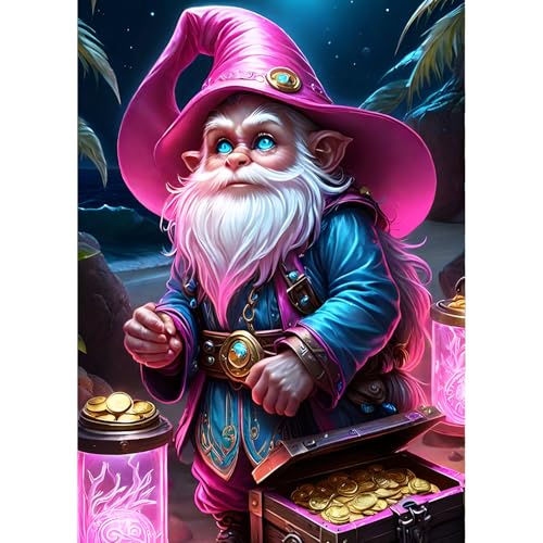QINRUBB DIY Alter Mann Diamond Painting Erwachsene, 5D Cartoon Zwerg Diamant Painting Bilder Anfänger, Goldmünze Runder Vollbohrer Diamant Kunst Kits Kreuzstich Geschenke Home Wand Dekor 30x40 cm von QINRUBB