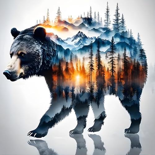 QINRUBB DIY Bär Wald Diamond Painting Erwachsene, 5D Sonnenuntergang Diamant Painting Bilder Anfänger, Runder Vollbohrer Diamanten Malerei Stickerei Kreuzstich Geschenke Home Wand Dekor 30x30cm QINRUBB DIY Bär Wald Diamond Painting Erwachsene, 5D Sonnenuntergang Diamant Painting Bilder Anfänger, Runder Vollbohrer Diamanten Malerei Stickerei Kreuzstich Geschenke Home Wand Dekor 30x30cm von QINRUBB