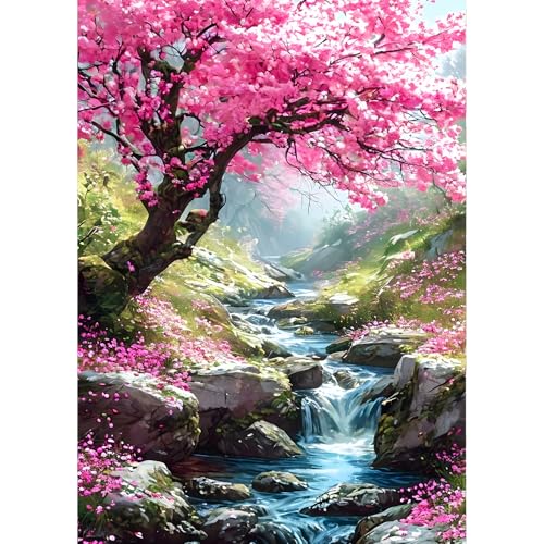 QINRUBB DIY Baum des Lebens Diamond Painting Erwachsene, 5D Blumen Diamant Painting Bilder Anfänger, Fluss Runder Vollbohrer Diamant Kunst Kits Stickerei Kreuzstich Geschenke Home Wand Dekor 30x40 cm von QINRUBB