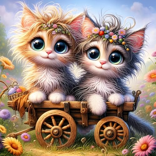 QINRUBB DIY Cartoon Katze Diamant Painting Bilder Anfänger, 5D Cart Diamond Painting Erwachsene, Runder Vollbohrer Süßes Kätzchen Diamant Kunst Kits Kreuzstich Home Wand Dekor 30x30 cm QINRUBB DIY Cartoon Katze Diamant Painting Bilder Anfänger, 5D Cart Diamond Painting Erwachsene, Runder Vollbohrer Süßes Kätzchen Diamant Kunst Kits Kreuzstich Home Wand Dekor 30x30 cm von QINRUBB