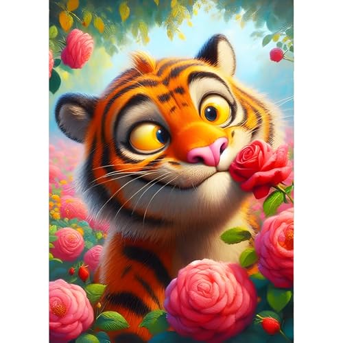 QINRUBB DIY Cartoon-Tiger Diamant Painting Bilder Anfänger, 5D Süßer Tiger Diamond Painting Erwachsene, Runder Vollbohrer Rosen Blumen Diamant Kunst Kits Kreuzstich Home Wand Dekor 30x40 cm QINRUBB DIY Cartoon-Tiger Diamant Painting Bilder Anfänger, 5D Süßer Tiger Diamond Painting Erwachsene, Runder Vollbohrer Rosen Blumen Diamant Kunst Kits Kreuzstich Home Wand Dekor 30x40 cm von QINRUBB