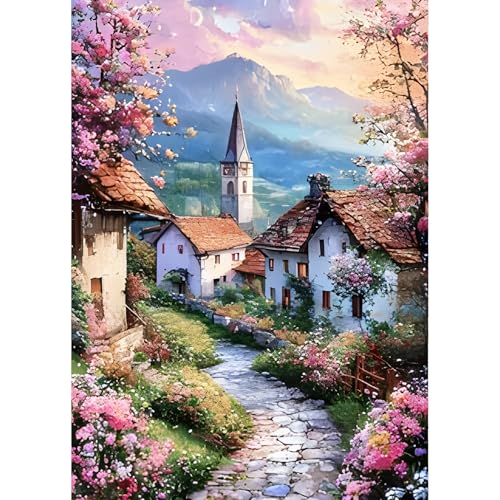 QINRUBB DIY Dorf Kirche Diamond Painting Erwachsene, 5D Bunte Blumen Diamant Painting Bilder Anfänger, Weg Runder Vollbohrer Diamant Kunst Kits Stickerei Kreuzstich Geschenke Home Wand Dekor 30x40 cm QINRUBB DIY Dorf Kirche Diamond Painting Erwachsene, 5D Bunte Blumen Diamant Painting Bilder Anfänger, Weg Runder Vollbohrer Diamant Kunst Kits Stickerei Kreuzstich Geschenke Home Wand Dekor 30x40 cm von QINRUBB