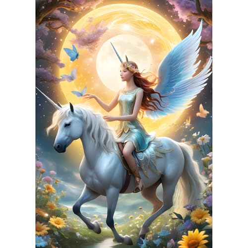 QINRUBB DIY Einhorn Fee Diamant Painting Bilder Anfänger, 5D Fantasie Mond Diamond Painting Erwachsene, Runder Vollbohrer Traumland Diamant Kunst Kits Kreuzstich Home Wand Dekor 30x40 cm QINRUBB DIY Einhorn Fee Diamant Painting Bilder Anfänger, 5D Fantasie Mond Diamond Painting Erwachsene, Runder Vollbohrer Traumland Diamant Kunst Kits Kreuzstich Home Wand Dekor 30x40 cm von QINRUBB