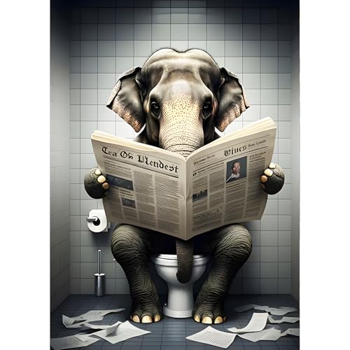 QINRUBB DIY Elefant liest Zeitung Diamant Painting Bilder Anfänger, 5D Toilette Diamond Painting Erwachsene, Runder Vollbohrer Elefant Diamant Kunst Kits Kreuzstich Geschenke Home Wand Dekor 30x40 cm QINRUBB DIY Elefant liest Zeitung Diamant Painting Bilder Anfänger, 5D Toilette Diamond Painting Erwachsene, Runder Vollbohrer Elefant Diamant Kunst Kits Kreuzstich Geschenke Home Wand Dekor 30x40 cm von QINRUBB