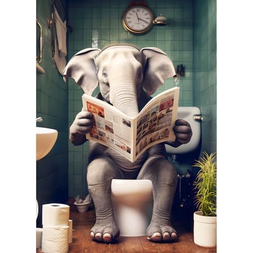QINRUBB DIY Elefant liest Zeitung Diamant Painting Bilder Anfänger, 5D Toilette Diamond Painting Erwachsene, Runder Vollbohrer Uhr Diamant Kunst Kits Kreuzstich Geschenke Home Wand Dekor 30x40 cm QINRUBB DIY Elefant liest Zeitung Diamant Painting Bilder Anfänger, 5D Toilette Diamond Painting Erwachsene, Runder Vollbohrer Uhr Diamant Kunst Kits Kreuzstich Geschenke Home Wand Dekor 30x40 cm von QINRUBB