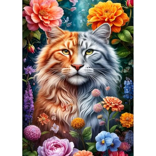 QINRUBB DIY Fantasie Katze Diamant Painting Bilder Anfänger, 5D Bunte Blumen Diamond Painting Erwachsene, Runder Vollbohrer Kätzchen Diamant Kunst Kits Kreuzstich Home Wand Dekor 30x40 cm QINRUBB DIY Fantasie Katze Diamant Painting Bilder Anfänger, 5D Bunte Blumen Diamond Painting Erwachsene, Runder Vollbohrer Kätzchen Diamant Kunst Kits Kreuzstich Home Wand Dekor 30x40 cm von QINRUBB