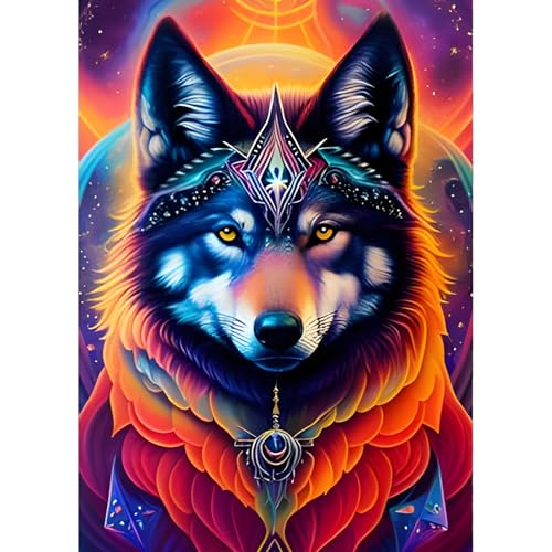 QINRUBB DIY Fantasie Wolf Diamond Painting Erwachsene, 5D Wolf Diamant Painting Bilder Anfänger, Traumland Runder Vollbohrer Diamanten Malerei Stickerei Kreuzstich Geschenke Home Wand Dekor 30x40cm von QINRUBB