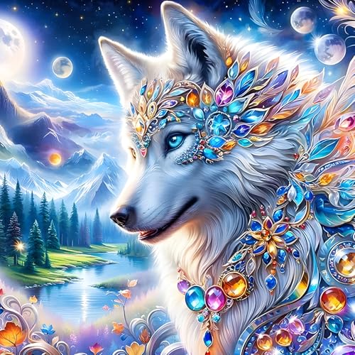 QINRUBB DIY Fantasiewolf Diamant Painting Bilder Anfänger, 5D Nachthimmel Diamond Painting Erwachsene, Runder Vollbohrer Traumland Diamant Kunst Kits Kreuzstich Home Wand Dekor 30x30 cm QINRUBB DIY Fantasiewolf Diamant Painting Bilder Anfänger, 5D Nachthimmel Diamond Painting Erwachsene, Runder Vollbohrer Traumland Diamant Kunst Kits Kreuzstich Home Wand Dekor 30x30 cm von QINRUBB