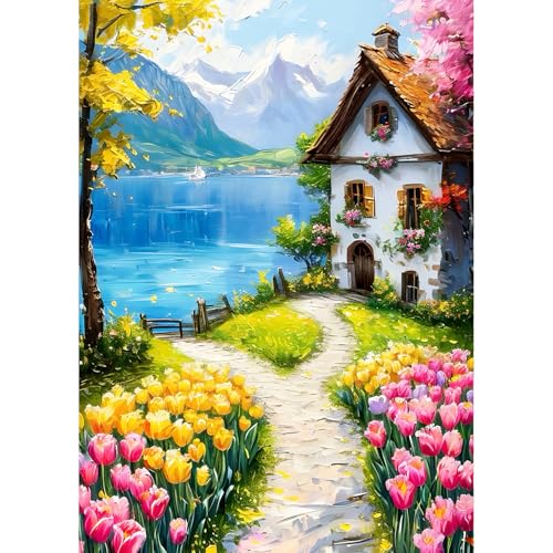 QINRUBB DIY Haus am See Diamant Painting Bilder Anfänger, 5D Tulpen Blumen Diamond Painting Erwachsene, Runder Vollbohrer Landschaft Diamant Kunst Kits Kreuzstich Home Wand Dekor 30x40 cm QINRUBB DIY Haus am See Diamant Painting Bilder Anfänger, 5D Tulpen Blumen Diamond Painting Erwachsene, Runder Vollbohrer Landschaft Diamant Kunst Kits Kreuzstich Home Wand Dekor 30x40 cm von QINRUBB