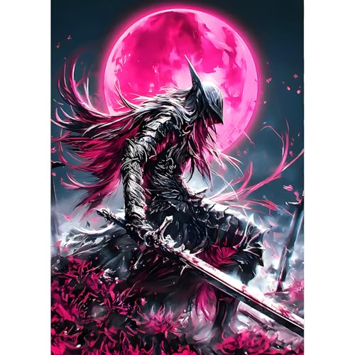QINRUBB DIY Japanische Ninja Diamant Painting Bilder Anfänger, 5D Samurai Diamond Painting Erwachsene, Runder Vollbohrer Blutmond Diamant Kunst Kits Kreuzstich Fantasie Home Wand Dekor 30x40 cm QINRUBB DIY Japanische Ninja Diamant Painting Bilder Anfänger, 5D Samurai Diamond Painting Erwachsene, Runder Vollbohrer Blutmond Diamant Kunst Kits Kreuzstich Fantasie Home Wand Dekor 30x40 cm von QINRUBB