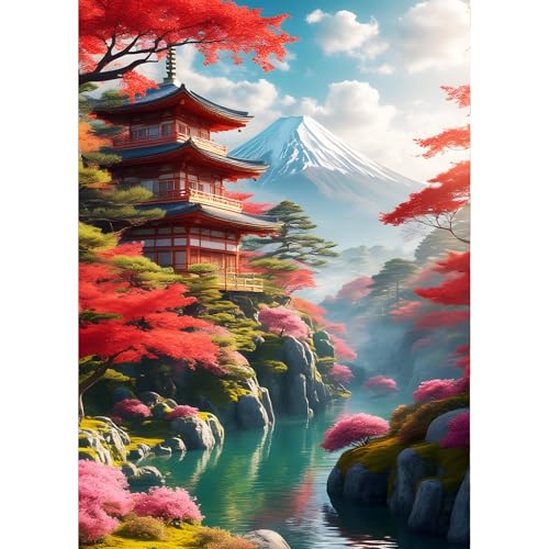 QINRUBB DIY Japanische Pagode Diamant Painting Bilder Anfänger, 5D Berg Fuji Diamond Painting Erwachsene, Runder Vollbohrer Vulkan Landschaft Diamant Kunst Kits Kreuzstich Home Wand Dekor 30x40 cm QINRUBB DIY Japanische Pagode Diamant Painting Bilder Anfänger, 5D Berg Fuji Diamond Painting Erwachsene, Runder Vollbohrer Vulkan Landschaft Diamant Kunst Kits Kreuzstich Home Wand Dekor 30x40 cm von QINRUBB