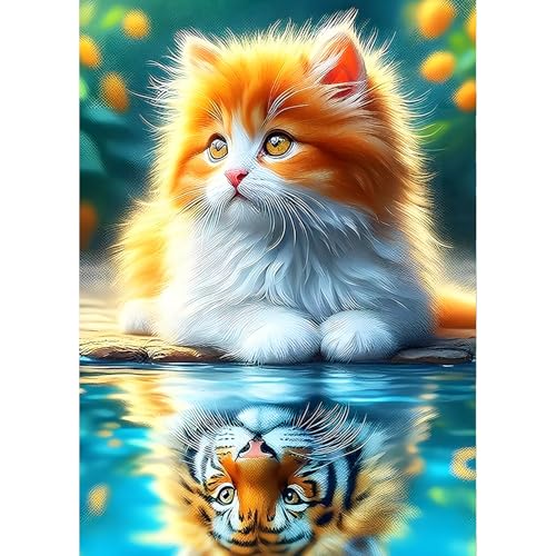 QINRUBB DIY Katze und Tiger Diamant Painting Bilder Anfänger, 5D Spiegelung Diamond Painting Erwachsene, Runder Vollbohrer Fantasie Diamant Kunst Kits Kreuzstich Home Wand Dekor 30x40 cm QINRUBB DIY Katze und Tiger Diamant Painting Bilder Anfänger, 5D Spiegelung Diamond Painting Erwachsene, Runder Vollbohrer Fantasie Diamant Kunst Kits Kreuzstich Home Wand Dekor 30x40 cm von QINRUBB