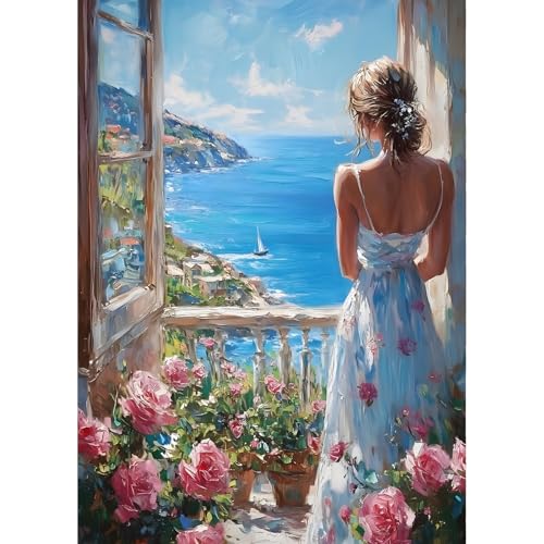 QINRUBB DIY Schönheit Diamond Painting Erwachsene, 5D Fenster Diamant Painting Bilder Anfänger, Meerblick Runder Vollbohrer Diamant Kunst Kits Stickerei Kreuzstich Geschenke Home Wand Dekor 30x40 cm QINRUBB DIY Schönheit Diamond Painting Erwachsene, 5D Fenster Diamant Painting Bilder Anfänger, Meerblick Runder Vollbohrer Diamant Kunst Kits Stickerei Kreuzstich Geschenke Home Wand Dekor 30x40 cm von QINRUBB