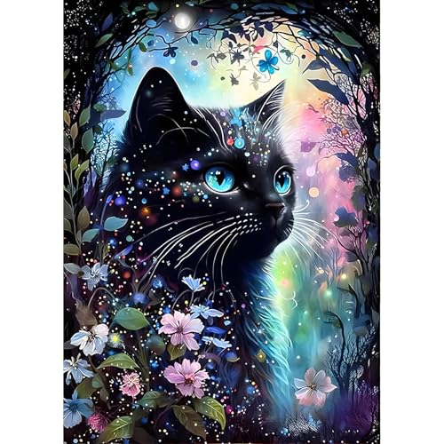 QINRUBB DIY Schwarze Katze Diamond Painting Erwachsene, 5D Kätzchen Diamant Painting Bilder Anfänger, Runder Blumen Vollbohrer Diamanten Malerei Stickerei Kreuzstich Geschenke Home Wand Dekor 30x40cm QINRUBB DIY Schwarze Katze Diamond Painting Erwachsene, 5D Kätzchen Diamant Painting Bilder Anfänger, Runder Blumen Vollbohrer Diamanten Malerei Stickerei Kreuzstich Geschenke Home Wand Dekor 30x40cm von QINRUBB