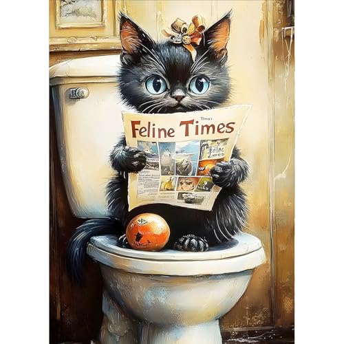 QINRUBB DIY Schwarze Katze beim Lesen Diamond Painting Erwachsene, 5D Badezimmer Diamant Painting Bilder Anfänger, Runder Vollbohrer Diamant Kunst Kits Kreuzstich Geschenke Home Wand Dekor 30x40 cm QINRUBB DIY Schwarze Katze beim Lesen Diamond Painting Erwachsene, 5D Badezimmer Diamant Painting Bilder Anfänger, Runder Vollbohrer Diamant Kunst Kits Kreuzstich Geschenke Home Wand Dekor 30x40 cm von QINRUBB
