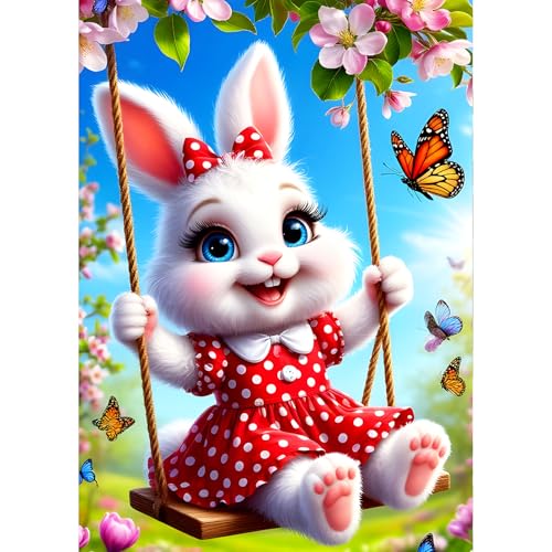 QINRUBB DIY Schwingender Hase Diamant Painting Bilder Anfänger, 5D Schmetterlinge Diamond Painting Erwachsene, Runder Vollbohrer Garten Diamant Kunst Kits Kreuzstich Home Wand Dekor 30x40 cm QINRUBB DIY Schwingender Hase Diamant Painting Bilder Anfänger, 5D Schmetterlinge Diamond Painting Erwachsene, Runder Vollbohrer Garten Diamant Kunst Kits Kreuzstich Home Wand Dekor 30x40 cm von QINRUBB