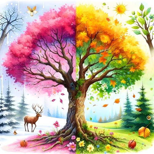 QINRUBB DIY Vier Jahreszeiten Diamant Painting Bilder Anfänger, 5D Baum Diamond Painting Erwachsene, Runder Vollbohrer Landschaft Diamant Kunst Kits Kreuzstich Home Wand Dekor 30x30 cm QINRUBB DIY Vier Jahreszeiten Diamant Painting Bilder Anfänger, 5D Baum Diamond Painting Erwachsene, Runder Vollbohrer Landschaft Diamant Kunst Kits Kreuzstich Home Wand Dekor 30x30 cm von QINRUBB