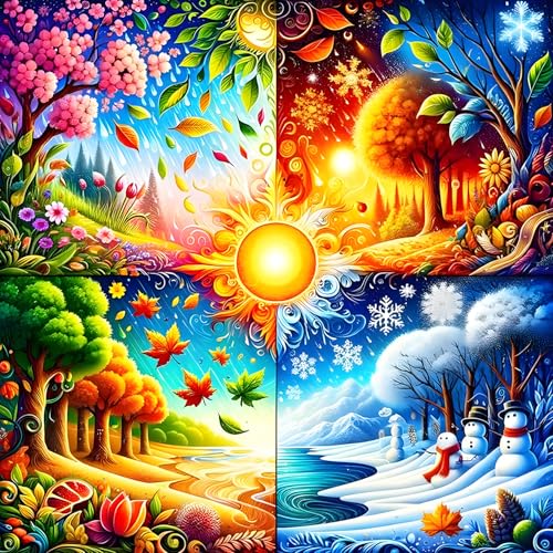 QINRUBB DIY Vier Jahreszeiten Diamant Painting Bilder Anfänger, 5D Jahreszeitenwechsel Diamond Painting Erwachsene, Runder Vollbohrer Landschaft Diamant Kunst Kits Kreuzstich Home Wand Dekor 30x30 cm QINRUBB DIY Vier Jahreszeiten Diamant Painting Bilder Anfänger, 5D Jahreszeitenwechsel Diamond Painting Erwachsene, Runder Vollbohrer Landschaft Diamant Kunst Kits Kreuzstich Home Wand Dekor 30x30 cm von QINRUBB