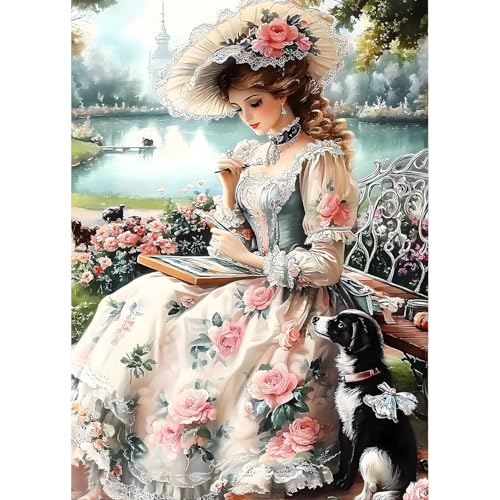 QINRUBB DIY Vintage-Dame Diamond Painting Erwachsene, 5D Prinzessin Diamant Painting Bilder Anfänger, Runder Garten Vollbohrer Diamanten Malerei Stickerei Kreuzstich Geschenke Home Wand Dekor 30x40cm QINRUBB DIY Vintage-Dame Diamond Painting Erwachsene, 5D Prinzessin Diamant Painting Bilder Anfänger, Runder Garten Vollbohrer Diamanten Malerei Stickerei Kreuzstich Geschenke Home Wand Dekor 30x40cm von QINRUBB