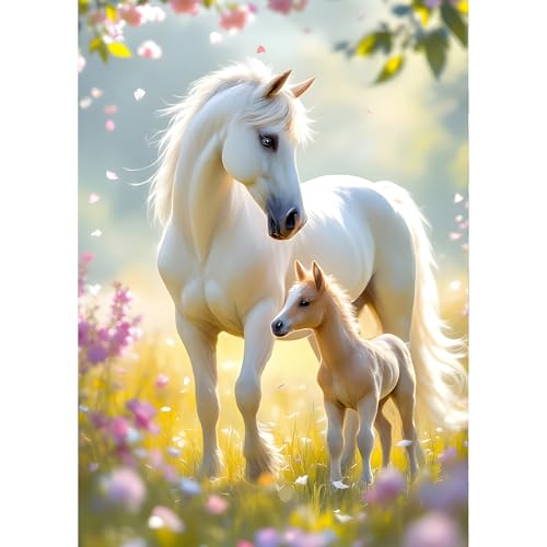QINRUBB DIY Weiße Pferde Diamant Painting Bilder Anfänger, 5D Mama und Baby Diamond Painting Erwachsene, Runder Vollbohrer Traumland Diamant Kunst Kits Kreuzstich Home Wand Dekor 30x40 cm QINRUBB DIY Weiße Pferde Diamant Painting Bilder Anfänger, 5D Mama und Baby Diamond Painting Erwachsene, Runder Vollbohrer Traumland Diamant Kunst Kits Kreuzstich Home Wand Dekor 30x40 cm von QINRUBB