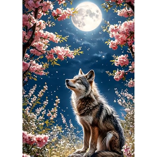 QINRUBB DIY Wilder Wolf Diamant Painting Bilder Anfänger, 5D Mondlicht Diamond Painting Erwachsene, Runder Vollbohrer Blumen Wolf Diamant Kunst Kits Kreuzstich Home Wand Dekor 30x40 cm QINRUBB DIY Wilder Wolf Diamant Painting Bilder Anfänger, 5D Mondlicht Diamond Painting Erwachsene, Runder Vollbohrer Blumen Wolf Diamant Kunst Kits Kreuzstich Home Wand Dekor 30x40 cm von QINRUBB