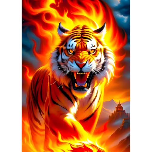QINRUBB DIY Wütende Tiger Diamant Painting Bilder Anfänger, 5D Feuer Tiger Diamond Painting Erwachsene, Runder Vollbohrer Fantasie Diamant Kunst Kits Kreuzstich Home Wand Dekor 30x40 cm QINRUBB DIY Wütende Tiger Diamant Painting Bilder Anfänger, 5D Feuer Tiger Diamond Painting Erwachsene, Runder Vollbohrer Fantasie Diamant Kunst Kits Kreuzstich Home Wand Dekor 30x40 cm von QINRUBB