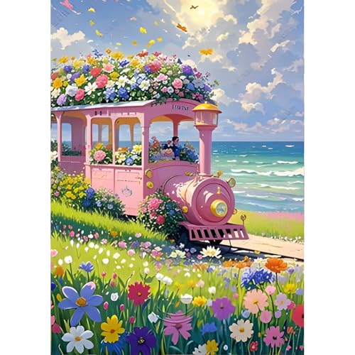QINRUBB DIY Zug Diamond Painting Erwachsene, 5D Blume Meer Diamant Painting Bilder Anfänger, Meereslandschaft Runder Vollbohrer Diamanten Malerei Stickerei Kreuzstich Geschenke Home Wand Dekor 30x40cm QINRUBB DIY Zug Diamond Painting Erwachsene, 5D Blume Meer Diamant Painting Bilder Anfänger, Meereslandschaft Runder Vollbohrer Diamanten Malerei Stickerei Kreuzstich Geschenke Home Wand Dekor 30x40cm von QINRUBB
