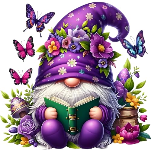 QINRUBB DIY Zwerg Diamond Painting Erwachsene, 5D Schmetterling Diamant Painting Bilder Anfänger, Cartoon Runder Vollbohrer Diamanten Malerei Stickerei Kreuzstich Geschenke Home Wand Dekor 30x30 cm von QINRUBB