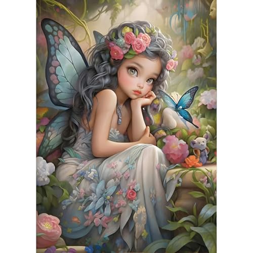 QINRUBB Fee Diamond Painting Erwachsene, 5D Schmetterling Diamant Painting Bilder Anfänger, DIY Blumen Runder Vollbohrer Diamanten Malerei Stickerei Kreuzstich Geschenke Home Wand Dekor 30x40cm QINRUBB Fee Diamond Painting Erwachsene, 5D Schmetterling Diamant Painting Bilder Anfänger, DIY Blumen Runder Vollbohrer Diamanten Malerei Stickerei Kreuzstich Geschenke Home Wand Dekor 30x40cm von QINRUBB