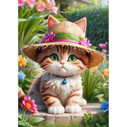 QINRUBB Katze mit Hut Diamond Painting Erwachsene, 5D Garten Diamant Painting Bilder Anfänger, DIY Blumen Runder Vollbohrer Diamanten Malerei Stickerei Kreuzstich Geschenke Home Wand Dekor 30x40cm QINRUBB Katze mit Hut Diamond Painting Erwachsene, 5D Garten Diamant Painting Bilder Anfänger, DIY Blumen Runder Vollbohrer Diamanten Malerei Stickerei Kreuzstich Geschenke Home Wand Dekor 30x40cm von QINRUBB