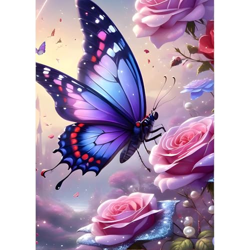QINRUBB Schmetterling Diamond Painting Erwachsene, 5D Blumen Diamant Painting Bilder Anfänger, DIY Fantasie Runder Vollbohrer Diamanten Malerei Stickerei Kreuzstich Geschenke Home Wand Dekor 30x40cm QINRUBB Schmetterling Diamond Painting Erwachsene, 5D Blumen Diamant Painting Bilder Anfänger, DIY Fantasie Runder Vollbohrer Diamanten Malerei Stickerei Kreuzstich Geschenke Home Wand Dekor 30x40cm von QINRUBB