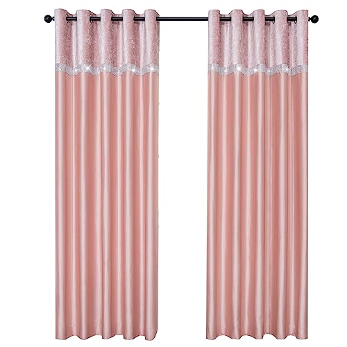 QINUO HOME Pannesamt-Vorhänge, vollständig gefüttert, Kunstseide, mit Ösen oben, wärmeisoliert, für Schlafzimmerfenster, 228 cm lang, 2 Paneele, Rosa QINUO HOME Pannesamt-Vorhänge, vollständig gefüttert, Kunstseide, mit Ösen oben, wärmeisoliert, für Schlafzimmerfenster, 228 cm lang, 2 Paneele, Rosa von QINUO HOME