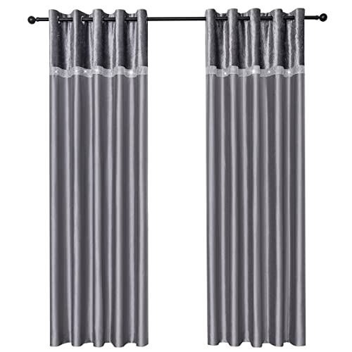 QINUO HOME Silberfarbene Vorhänge aus Pannesamt – vollständig gefütterte Verdunkelungsvorhänge für Schlafzimmer, 137 cm Länge für Schlafzimmer, Kunstseide, 117x137 cm, 2 Paneele QINUO HOME Silberfarbene Vorhänge aus Pannesamt – vollständig gefütterte Verdunkelungsvorhänge für Schlafzimmer, 137 cm Länge für Schlafzimmer, Kunstseide, 117x137 cm, 2 Paneele von QINUO HOME
