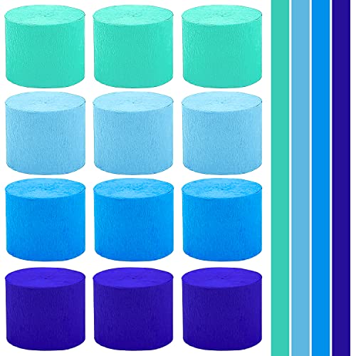 Krepppapier Blau Kreppbänder 4.5cm x 25m Kreppapier Crepe Paper für Hochzeit Geburtstagsfeier Feier Deko Papierfalten Basteln Handarbeiten Papierkunst Hintergrund Luftschlangen Papier Maibaum Bänder von QIQN