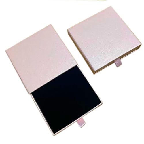 QIRUIRED 2er Set Rosa Schmuckschatulle aus Papier - Schmuck Geschenkbox für Aufbewahrung von Halskette Ohrringen Ring 9x9x1.7 cm von QIRUIRED