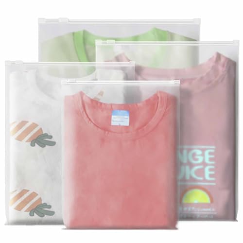 QISF 50 Stück Zip Beutel Groß Wiederverwendbar - 40 x 30 cm Zipper Beutel Reisetasche Wasserdichte Gefrostet Zip Tüten Bag Plastikbeutel Aufbewahrungsbeute für Kleidung Unterwäsche Handtuch Schuhe von QISF