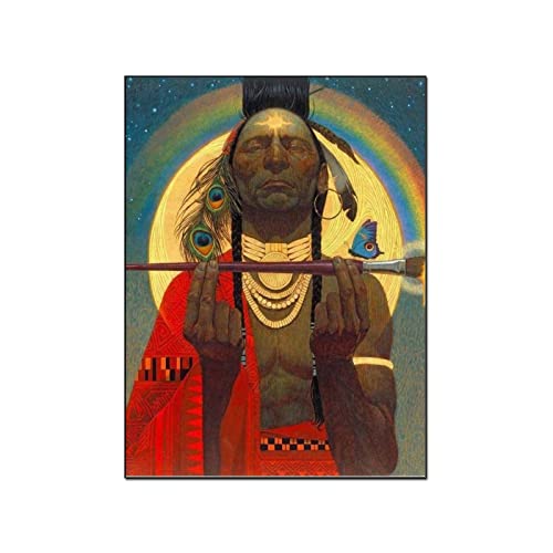 QITEX Leinwand Bilder Native American GemäldePoster Leinwand Kunstdrucke Ölgemälde Bild American Indian Wall GemäldeDekor Raum Ae Leinwand Bild Poster 50x70cm (Kein Rahmen) von QITEX