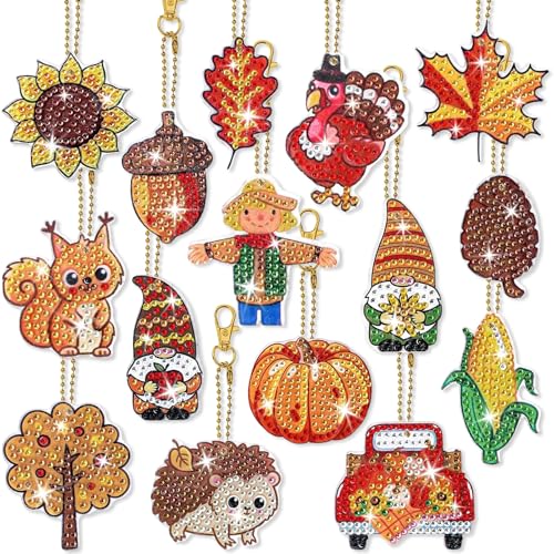 Diamond Painting Herbst, 15 Stück 5D Wichtel Diamant Painting Schlüsselanhänger für Kinder Erwachsene, Ideale Herbstdekoration Doppelseitige Diamant Erntedankfest Ernte Geschenk Diamond Painting Herbst, 15 Stück 5D Wichtel Diamant Painting Schlüsselanhänger für Kinder Erwachsene, Ideale Herbstdekoration Doppelseitige Diamant Erntedankfest Ernte Geschenk von QITHGYD