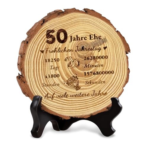 Goldene Hochzeit Geschenke, 50. Hochzeitstag Geschenk, Geschenk Goldene Hochzeit, Holzgeschenk Mit Gravur - 50 Jahre Ehe, 14-16 cm Durchmesser, 1,5 cm Dicke, Für Eltern, Ehepaar von QITHGYD